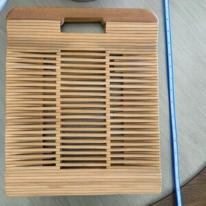 Bamboo Wooden Bag for Summer Tote Purse 12 x 8 1/2 x 5 Excellent